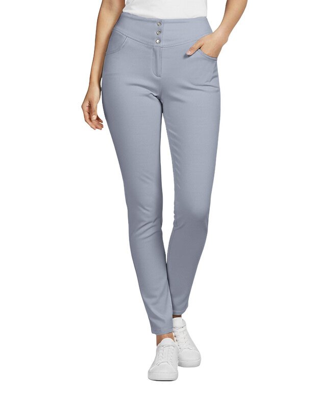 MK_Kelnės tampraus audinio. Perliukai. Šviesiai pilkos