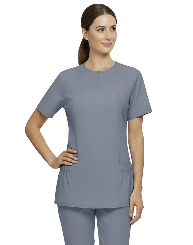 MKOM_Komplektas. Tamprus audinys. Apvalus kaklas, paslėptas užtrauktukas. Pilkas