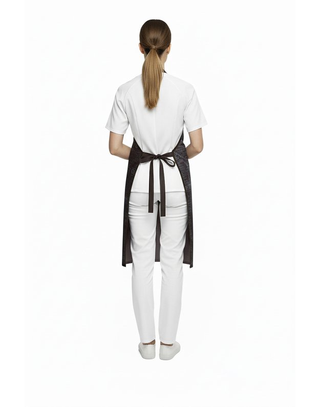 Neperšlampama raštuota prijuostė su kišene. Ruda 1