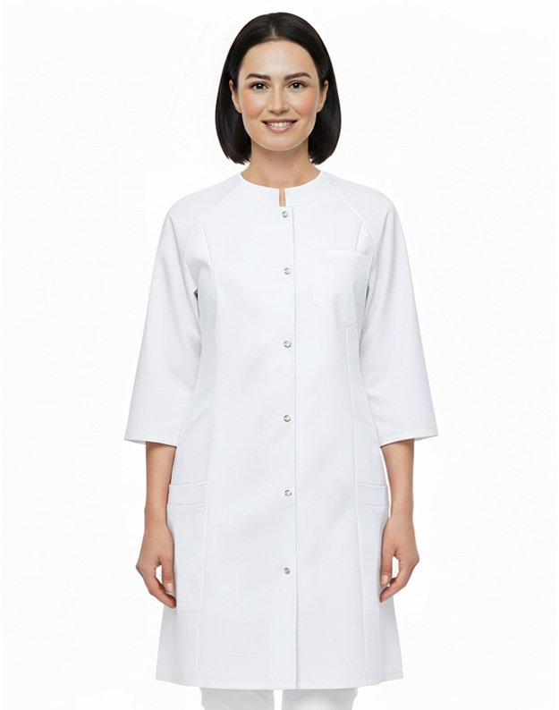 MSV_Susagstomas švarkelis tampraus audinio. Baltas. ILGAS