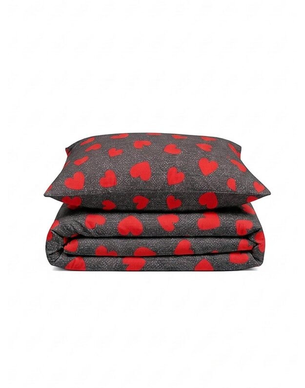 Viengulis medvilninis patalynės komplektas. Širdelės