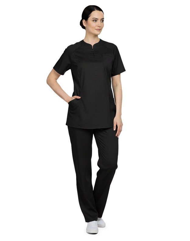 Lengvos, plono audinio medicininės kelnės su medvilne. Juodos