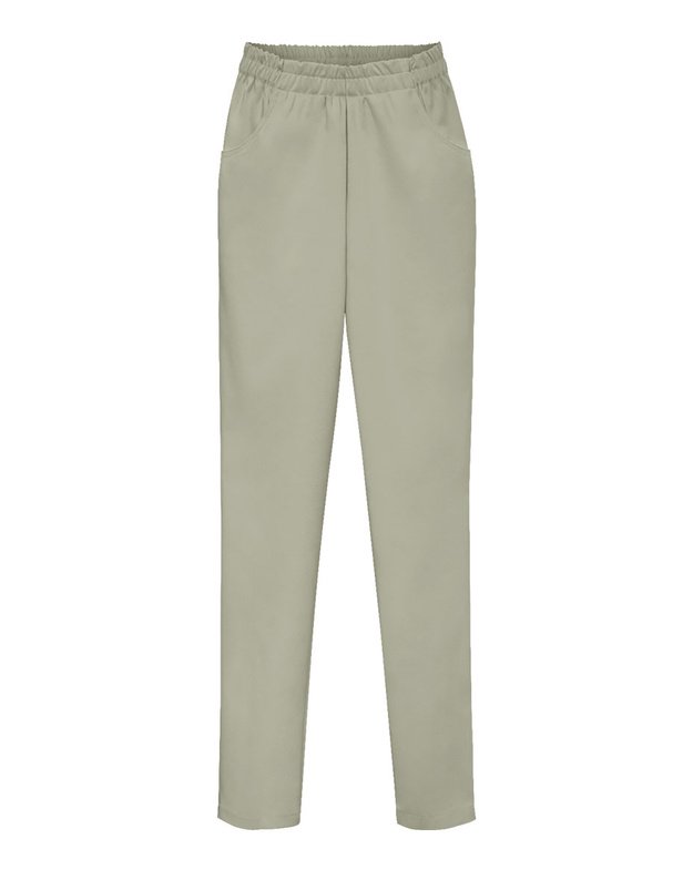 Tiesios medicininės kelnės su elastanu ir tampriu juosmeniu. Klasika 2. Blanki žalsva