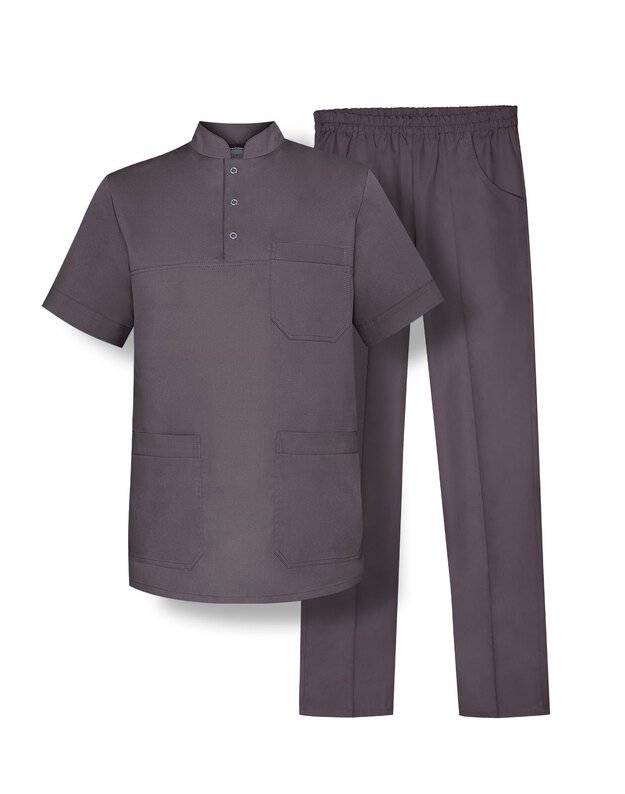 VYR_KOM_Vyriškas tampraus audinio komplektas. Stati apykaklė. Šlapio smėlio