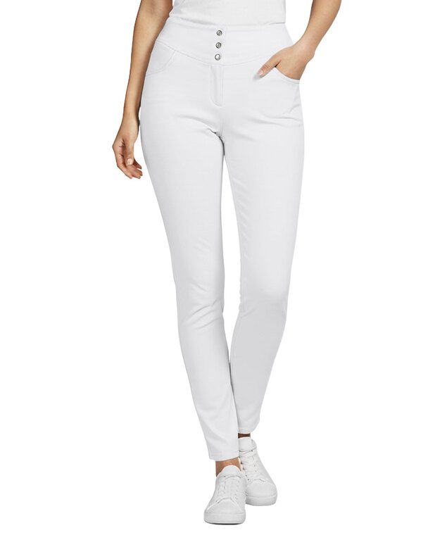 MK_Kelnės tampraus audinio. Perliukai. Baltos