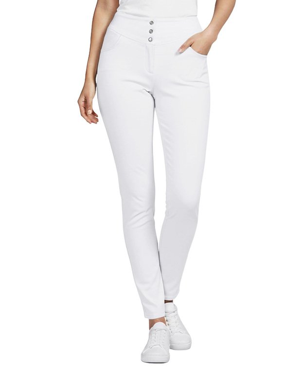 MK_Kelnės tampraus audinio. Perliukai. Baltos