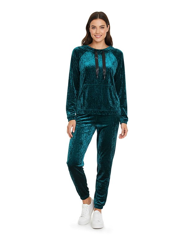 Smaragdo spalvos veliūrinis laisvalaikio komplektas 