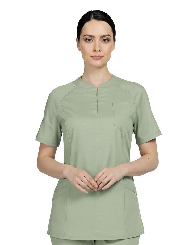 Lengva, plono audinio medicininė palaidinė su medvilne. Žalsva.