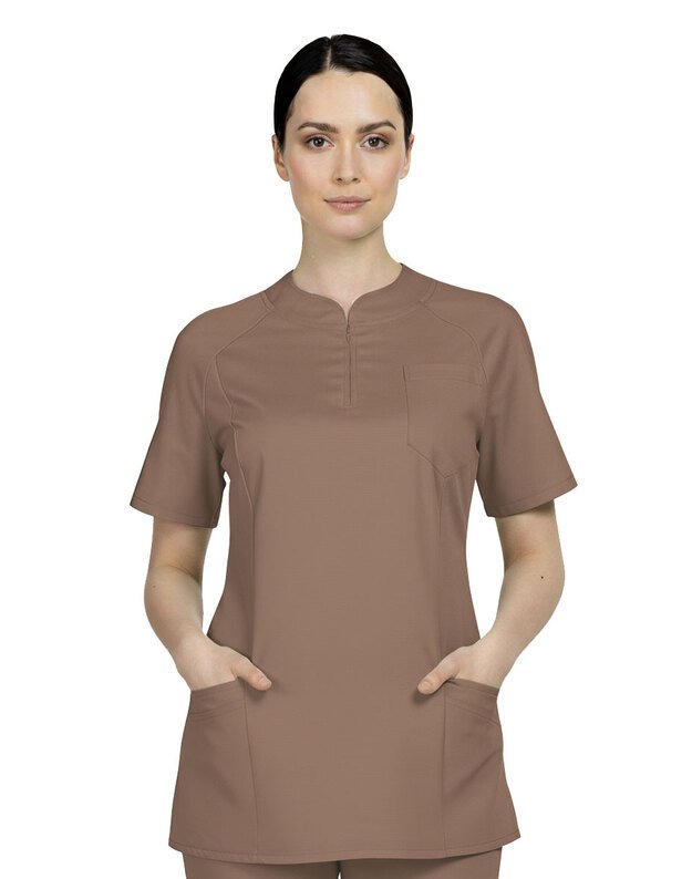 Lengva, plono audinio medicininė palaidinė su medvilne. Kapučino ruda