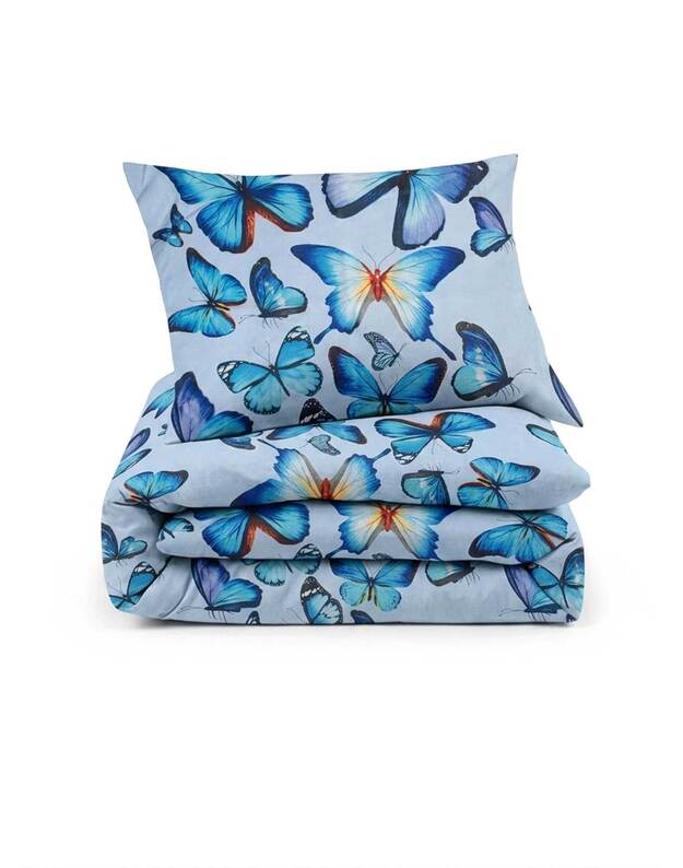 Viengulis medvilninis patalynės komplektas. Drugeliai