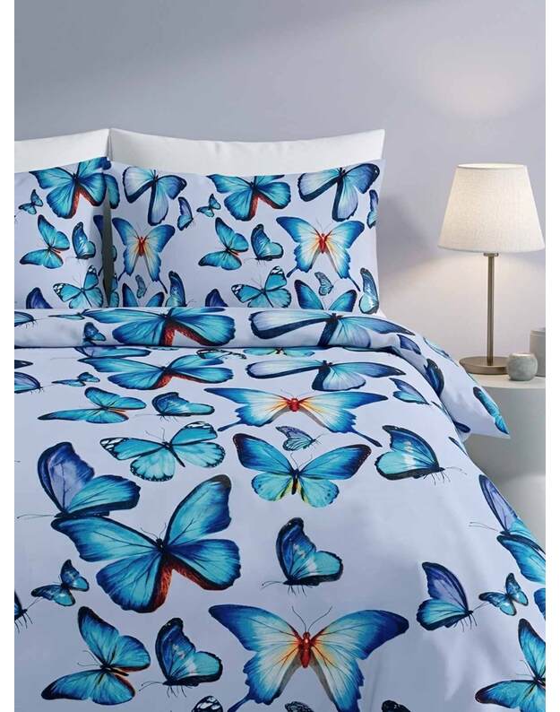 Viengulis medvilninis patalynės komplektas. Drugeliai