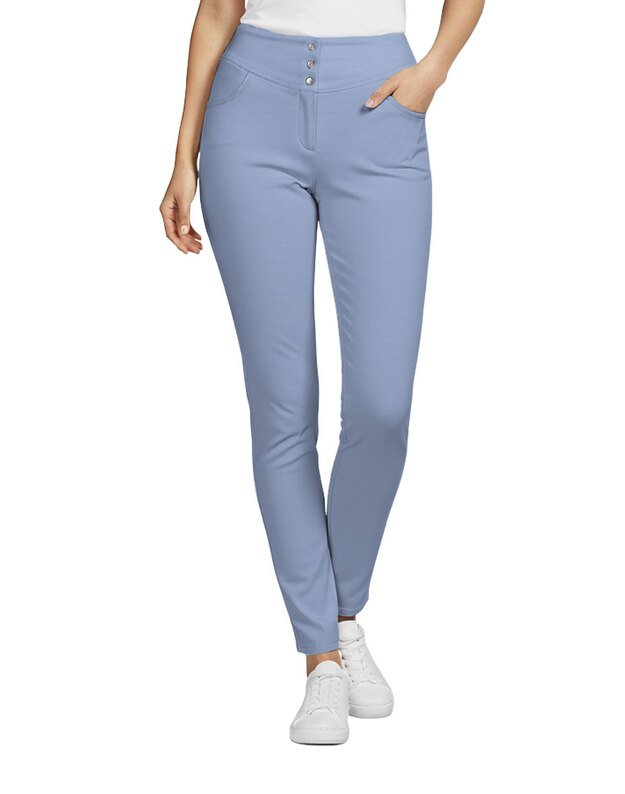 U_MK_Kelnės tampraus audinio. Žydra