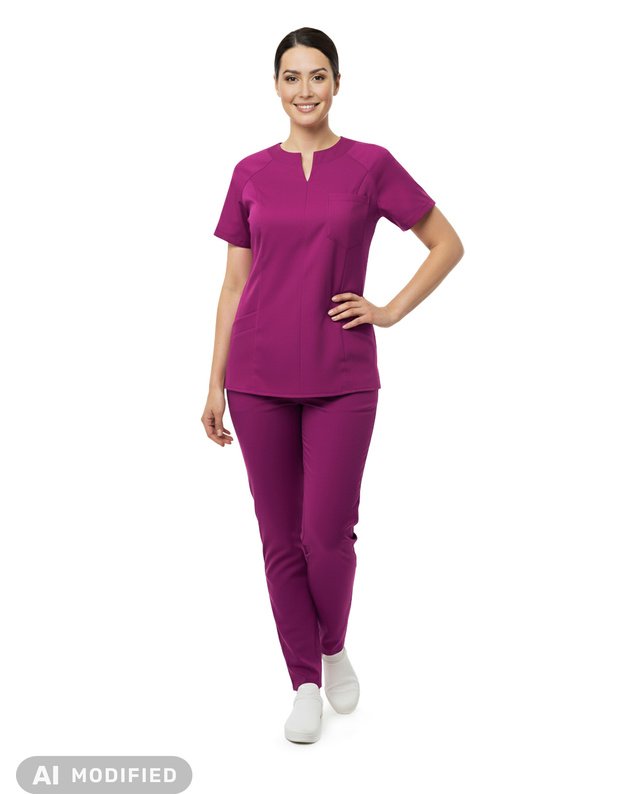 Medicininė pižama su elastanu. Klasika 2. Ciklamenas
