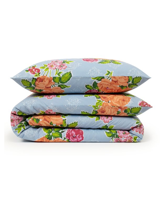 Viengulis medvilninis patalynės komplektas. Retro gėlės