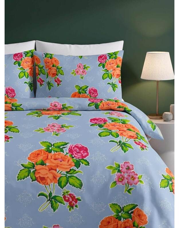 Viengulis medvilninis patalynės komplektas. Retro gėlės