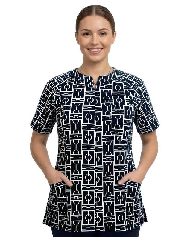 Moteriškas medicininis kostiumas su elastanu. Grafika 2