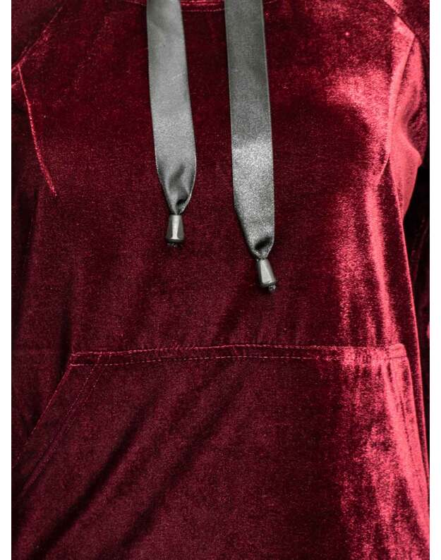 Tamsiai raudonas veliūrinis laisvalaikio komplektas 