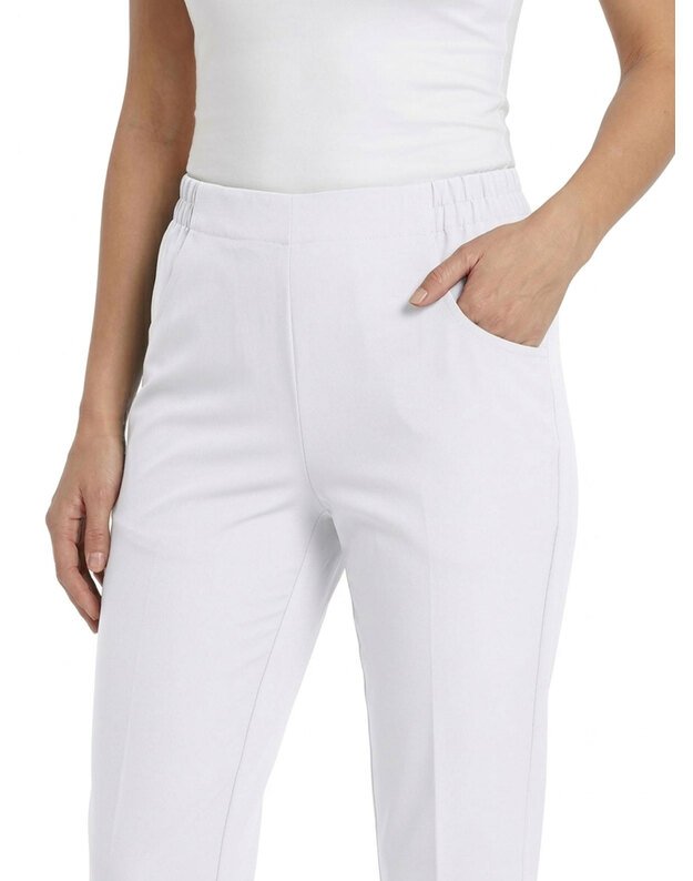 Tiesios medicininės kelnės su elastanu. Klasika 2. Baltos