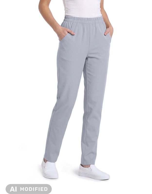 Tiesios medicininės kelnės su elastanu ir tampriu juosmeniu. Klasika 2. Šviesiai pilkos
