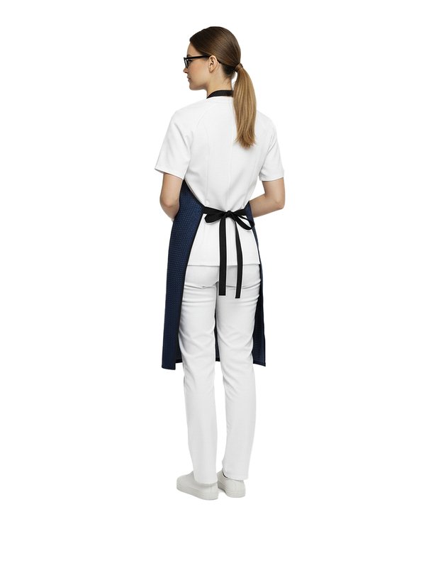 Neperšlampama raštuota prijuostė su kišene. Mėlyna 1