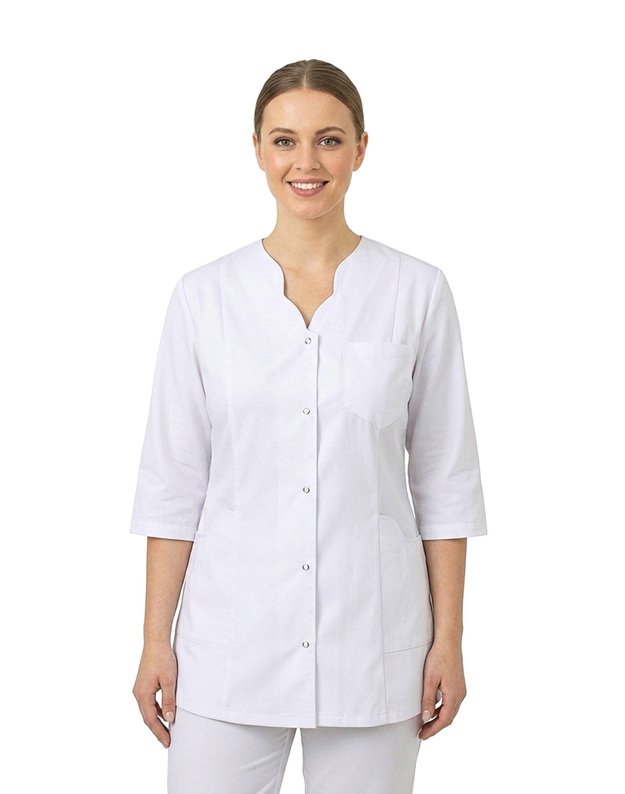 Medicininis švarkelis-chalatas. Banga. Baltas