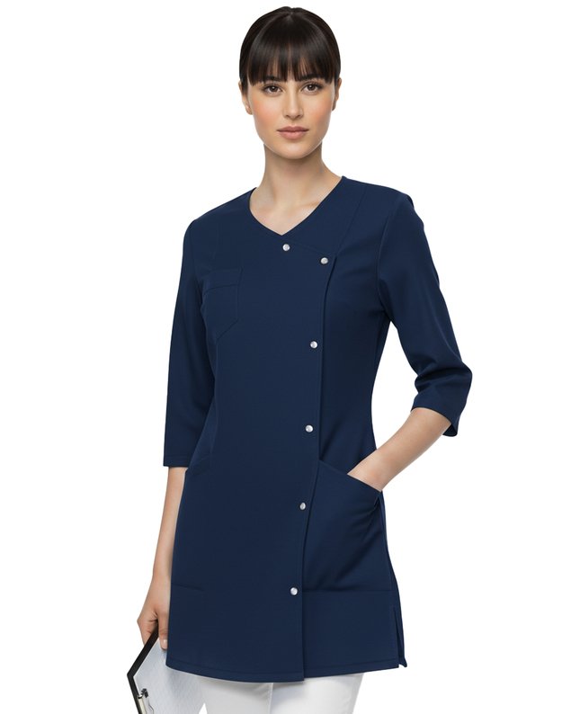 MSV_Tamprus per šoną susagstomas švarkelis su perliukais.Tamsiai mėlynas 