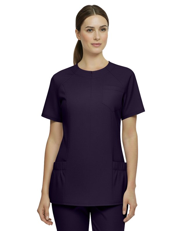 MKOM_Komplektas. Tamprus audinys. Apvalus kaklas, paslėptas užtrauktukas. Baklažanas