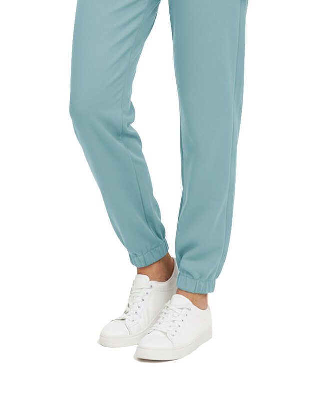 Švelnaus ir tampraus audinio medicininės kelnės su guma. Mėtinės