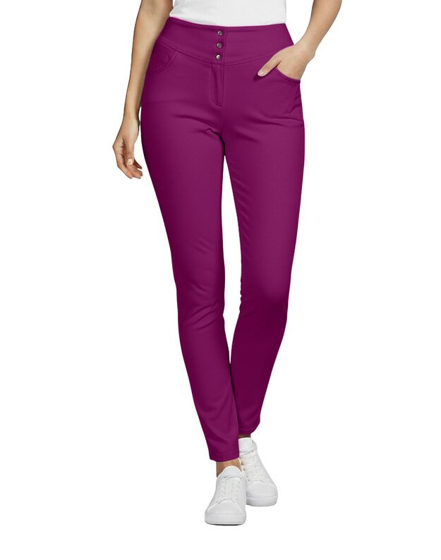 MK_Kelnės tampraus audinio. Perliukai. Ciklamenas